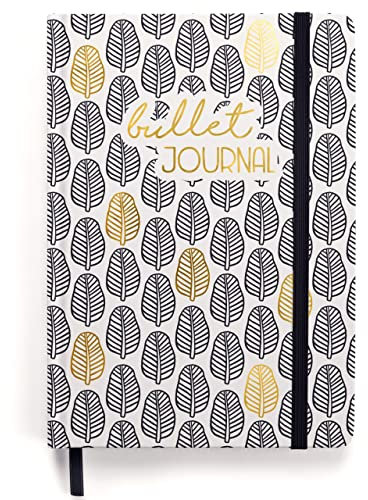 Papierdrachen Premium Bullet Journal - (Schwarz Weiß) - Notizbuch A5 gepunktet | 192 Seiten dickes 120g/m² dotted Papier | mit Punkteraster, Gummiband, Stifthalter, Dreieckstasche, Anleitung