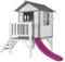 AXI Spielhaus Beach Lodge XL in Weiß mit Rutsche in Lila | Stelzenhaus aus FSC Holz für Kinder | Kleiner Spielturm für den Garten..