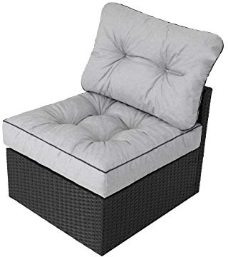 PillowPrim Gartenkissen auf gartenmöbel Rattan Gartenpolster Polsterauflagen Deko Kissen Auflage Polster Ersatzpolster für PE Rattansessel 50x50x40 Asche