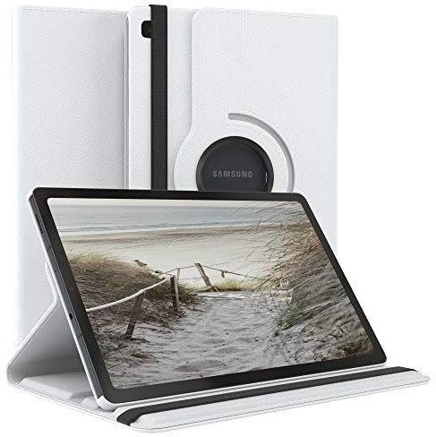 EAZY CASE - Tablet Hülle für Samsung Galaxy Tab S6 Lite Schutzhülle 10.4 Zoll Smart Cover Tablet Case Rotationcase zum Aufstellen Klapphülle 360° drehbar mit Standfunktion Tasche Kunstleder Weiß
