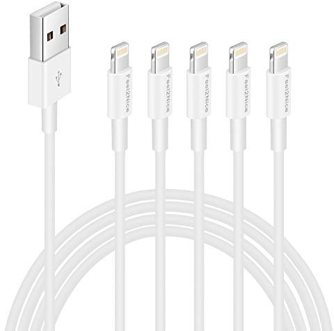 [ MFi Certified ] 5Pack 6ft iPhone Charger Cable, Long Lightning Cable 6 Foot, High Fast 6 Feet iPhone Charging Cable Cord Connector for iPhone 12 Mini 12 Pro Max 11 Pro MAX XS Xr X 6 AirPods