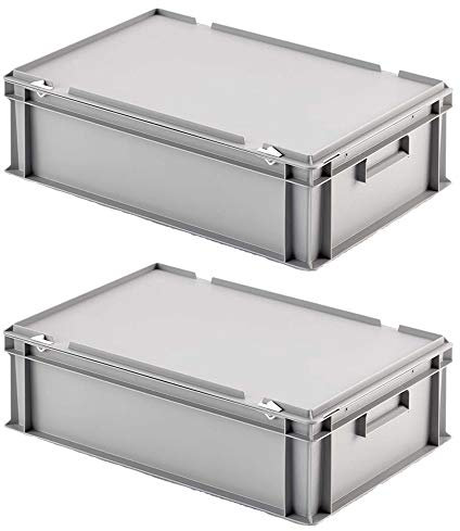 BRB 2 Eurobox mit Scharnierdeckel, LxBxH 600x400x185 mm, PP, lebensmittelecht, grau