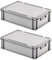 2 Eurobox mit Scharnierdeckel, LxBxH 600x400x185 mm, PP, lebensmittelecht, grau
