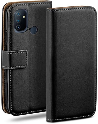 moex Book Case für OnePlus Nord N100 Handyhülle mit Kartenfach, Hülle klappbar 360 Grad Schutzhülle, Klapphülle Flip Case Cover, PU Leder Handytasche Lederhülle, Schwarz