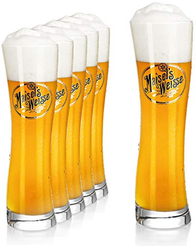 Maisel´s Weisse Original Weizenbiergläser 0,5 l (6 STK) Set - Hefe Weissbiergläser 0,5 l - Maisel Gläser als tolles Geschenk