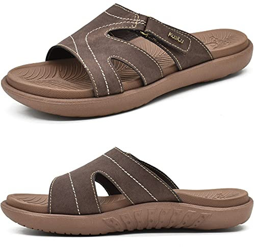KuaiLu Ciabatte Donna Ortopediche Moda Leggere Comode Supporto Arco Plantare Doccia Sandali Estive Spiaggia Piscina Aperte Mare Pantofole Antiscivolo Gomma Suole Scarpe Marrone 36