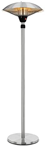 Blumfeldt Heat Guard - Infrared Fan Heater, Radiant Heater, 2100 W, Terrace or Garden Radiator, 3 Different Positions, Height Adjustable, Suitable for Both Indoor and Outdoor Use, Silver