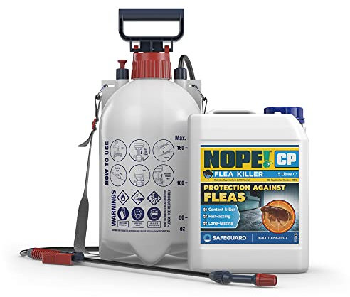NOPE! CP Flea Spray (5L & Sprayer) for The Home – Fast-Acting, Odourless & Non-Staining, Extended Residual Action up to 3 Months. Indoor & Outdoor Flea Killer