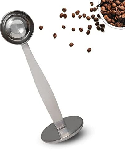 2-in-1 Coffee Scoops, 304 Stainless Steel Tablespoon Measure Spoon, with Pressed Bottom for Coffee Bean Press Coffee Grinding Pressing(Silver15 ml)