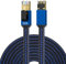 LEKVKM CAT8 Ethernet cable 8M high-speed nylon braided Lan patch cable RJ45 40Gbps shielded flat cable 2000Mhz
