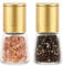 Vucchini Juego de 2 Molinillos de Sal y Pimienta con Canela de Núcleo de Cerámica,Aspereza Ajustable,Oro,Molinillos de Especias