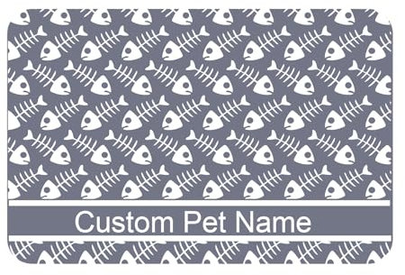 JMIPET Tapis pour Chiens et Chats personnalisé – Tapis en Cuir pour gamelle, antidérapant et Facile à Nettoyer, idéal pour Nourriture, avec nom imprimé(A3)