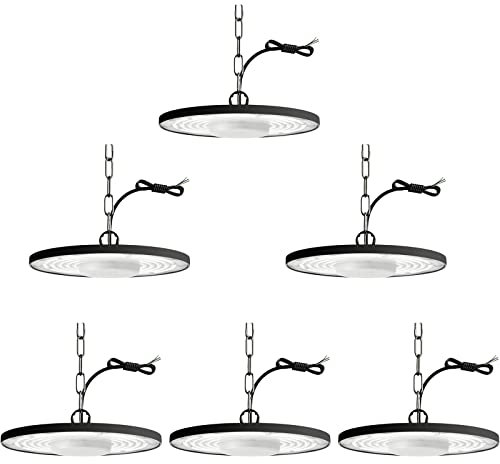 Jefedana 6pcs-200W LED Strahler Industrielampe,20000LM UFO LED Werkstattlampe IP65 LED High Bay Licht, UFO LED Werkstattlampe 6500K Kaltweiß Hallenbeleuchtung für Werkstätten Industrie Fabrikhallen