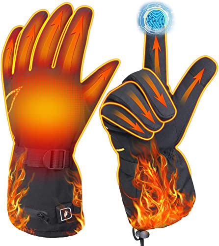 DUKUSEEK Beheizte Handschuhe für Herren und Damen, batteriebetrieben, elektrisch, warm, Handwärmer, wasserdicht, winddicht, mit Touchscreen, für Outdoor, Radfahren, Wandern, Camping, Angeln, XL