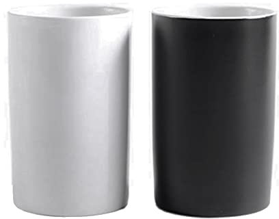 2 pièces d'épaisseur ronde gobelet, tasse en céramique noire et blanche, tasse de nettoyage des dents