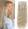 Gairyan Clip in Extensions wie Echthaar günstig Haarteile Platinblond 6 Teile Set 50cm Haarverlängerung Haarteile Clip in Extension Synthetische Gewellt Clip in Haare Extension Wellig Lang Lockig