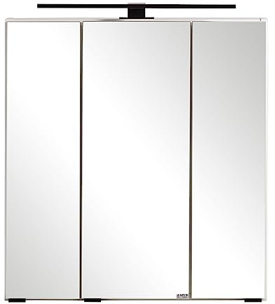Lomadox Spiegelschrank Bad mit Beleuchtung 60 cm 3 türig Badezimmer in weiß, B/H/T ca. 60/64/20 cm