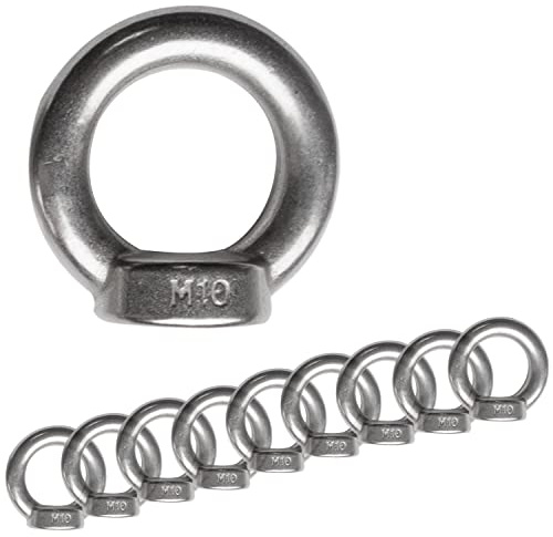 10x Edelstahl M10 Ringmutter V2A 304 Ösenmutter 600kg Eye Ähnlich-DIN582