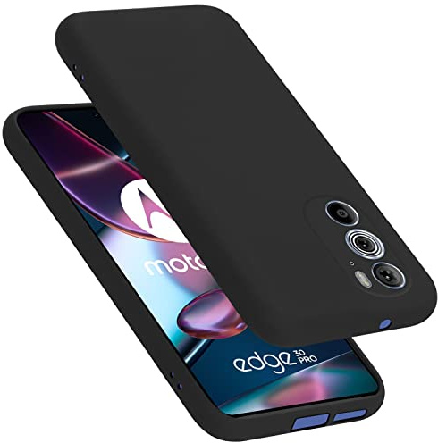 Cadorabo Hülle kompatibel mit Motorola Edge 30 PRO/Edge+ Hülle Silikon Handyhülle für Edge 30 PRO/Edge+ Case aus flüssigem Silikon- Kratzfeste und stoßfeste dünne TPU Schutzhülle - Liquid SCHWARZ