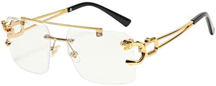 Amagogo Randlose Sonnenbrille Rechteck Rahmenlose Brille, Augenbrille Sommer Trendige Sonnenbrille für Reisen Damen Herren Strand Urlaub Party, weiß