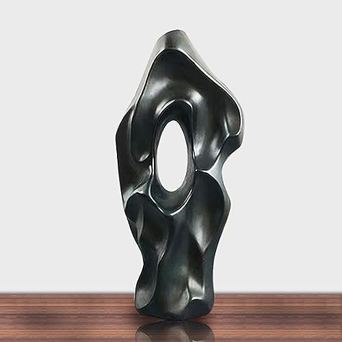 Modern Abstract Vases for Home Décor - Tall Black Floor Vase, 14.5 Inches