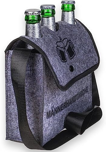 CBK-MS Schultertasche Bierträger Männerhandtasche für 3 Bier Flaschen 0,33 L Männer Handtasche Flaschenträger
