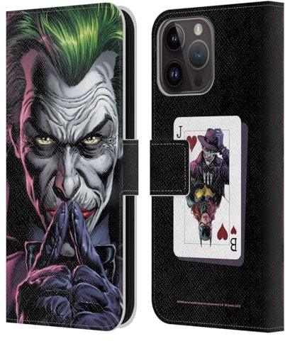 Head Case Designs Officially Licensed Batman DC Comics The Criminal Three Jokers Leather Wallet Case Compatible With Apple iPhone 15 Pro Max