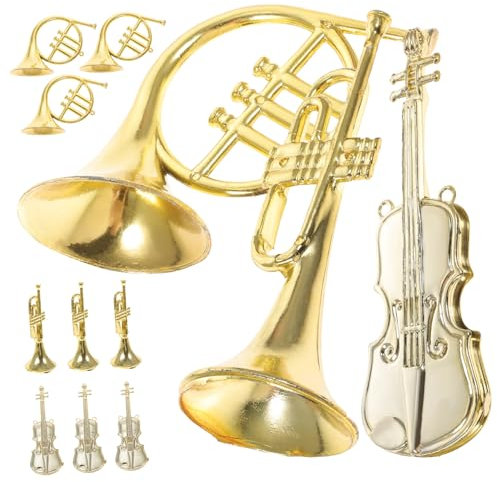 TOPPERFUN 12 Stücke Violinornament Christbaumschmuck Musikinstrumente Ornamente Set Miniatur Spielzeug Trompeten Wanddekor Für Den Urlaub
