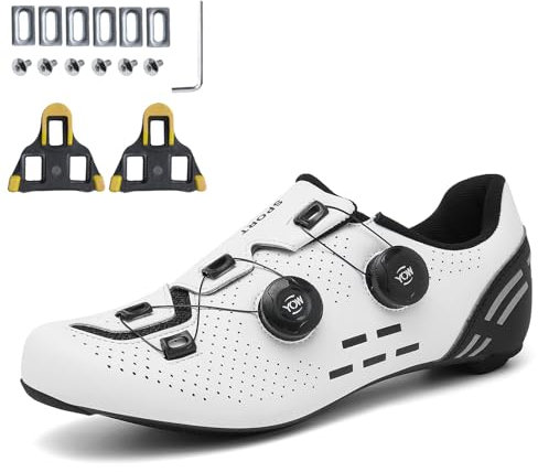 PENXZT Fahrradschuhe für Herren Damen, Rennrad Schuhe Kompatibel mit Peloton Look SPD SPD-SL Delta Cleats, Reitschuhe Drinnen/Draussen Rennradschuhe,White a,40 EU