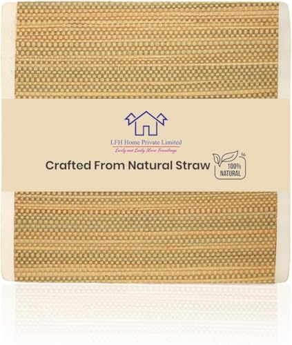 LFH Home Handmade Straw Yoga Mat For Exercise, Workout, Fitness - Perfect Heavy Quality Eco Friendly Natural Straw Reversible Yoga Mat for Men & Women - 72x24 Inch