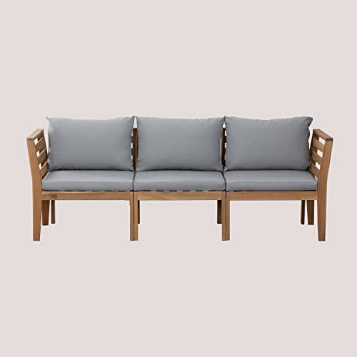 SKLUM 3-teiliges modulares Gartensofa mit Armlehnen aus Filips-Akazienholz