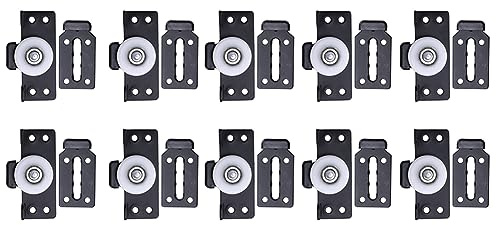 iFutniew 10 Sets von Schiebetür-Garderoben-Riemenscheiben, Holztür-Schiebetür, Stahl + Nylon-Hardware-Zubehör, leise Schiebetür-Räder
