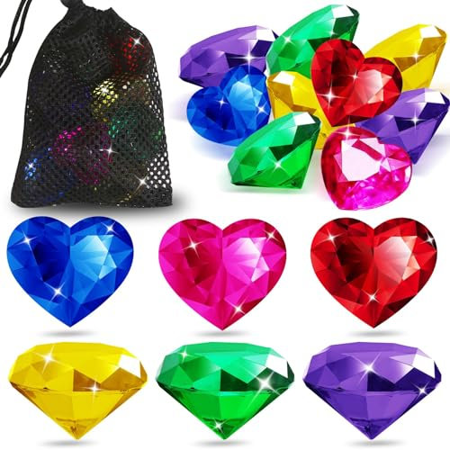 Nayyana Lot de 9 jouets de piscine pour enfants, jouets de piscine d'été avec différentes pierres de plongée et 1 sac en filet, jouets de plage d'été pour enfants