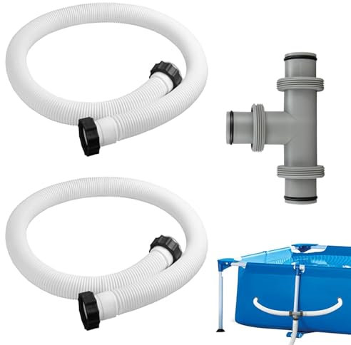 Manguera de piscina de 38 mm,2 Piezas Manguera Piscina,con Extensor en T para Conector de Manguera de 38 mm,Adaptador Manguera Piscina 38mm,Extensión Conector Manguera Piscina Para Piscina