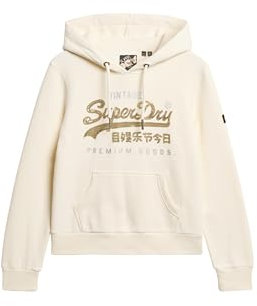 Superdry Damen Verziertes Hoodie mit Vintage-Logo und Grafikprint Creme 38