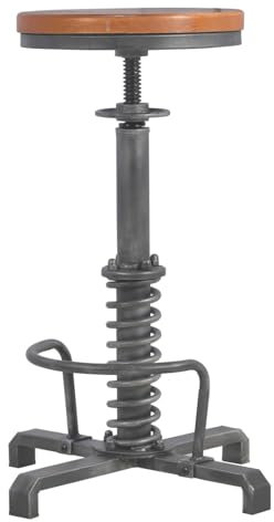 BOKKOLIK Industrielle Barhocker, 61–71,1 cm, höhenverstellbar, Vintage-Kücheninselstuhl, Bauernhaus, Gitarrenhocker, rustikaler Frühstücksstuhl mit drehbarem Holzsitz