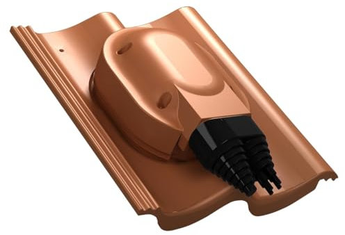 Doppelsolardurchführung für Braas - Doppel-S, Nelskamp - S, IBF - Doppel-S, ProDach - Doppel-S Dachziegel - Solar Dachdurchführung Photovoltaik-Dachdurchgang (RAL8004 (ziegelrot))