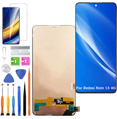 HLYGZX Display di ricambio per Xiaomi Redmi Note 13 4G LCD TFT 23129RAA4G 23124RA7EO Display Touch Digitizer Assembly Kit di riparazione (senza impronte digitali)
