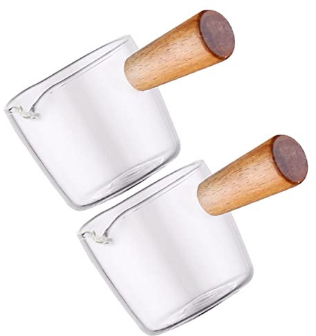 ABOOFAN 2stücke Espressotasse Mit Holzgriff Durchsichtiger Milchbecher Espresso-shot Gläser Unzerbrechliche Shotgläser Für Kaffee Und Milch Geeignet Für Zuhause Und Büro