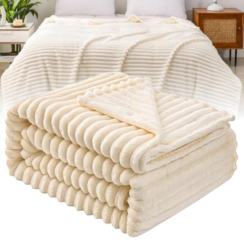 Umllpet Kuscheldecke Flauschig Decke, 150 x 200 cm Fleecedecke Flanell Decke, Couchdecke Tagesdecke Sofadecke, Weich Kuschelige Cord Decke Wohndecke, für Bett Sofa Schlafzimmer Büro, Beige Decke
