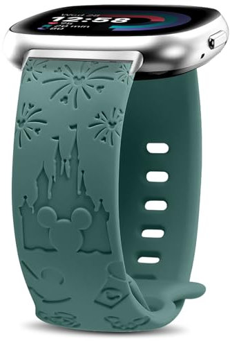 NicMool Cartoon Gravé Bracelet pour Fitbit Versa 4/Versa 3/Sense 2/Sense pour Femme, Doux Respirant Bracelet en Silicone pour Fitbit Versa 4/Versa 3/Sense 2/Sense - Vert