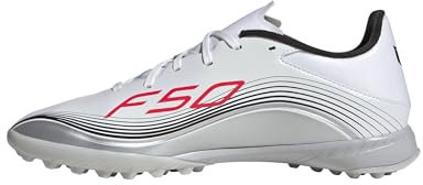 adidas Unisex F50 Messi League Turf Football Boots Fußballschuhe, Cloud White/Lucid Red/Silver Metallic, 46 EU