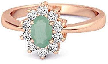 Solitario 1,50 ct di Gemma di Smeraldo Placcato in Oro Rosa 925 Sterlina Anello in Argento Halo Accent (11)
