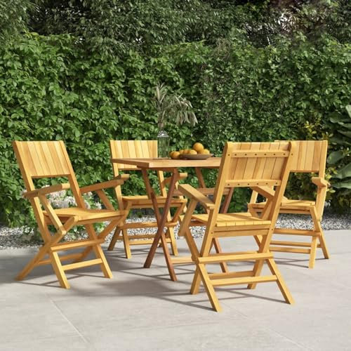 Iiaky Gartenstühle 4 STK. Klappbar 55x61x90 cm Massivholz Teak StapelstüHle Garten Balkon Stuhl