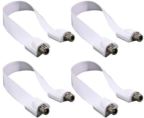 4 cavi coassiali piatti da 26 cm, cavo piatto coassiale passaggio finestra, cavo coassiale piatto passante per finestra, cavo coassiale piatto di tipo F, per finestre e porte (bianco)