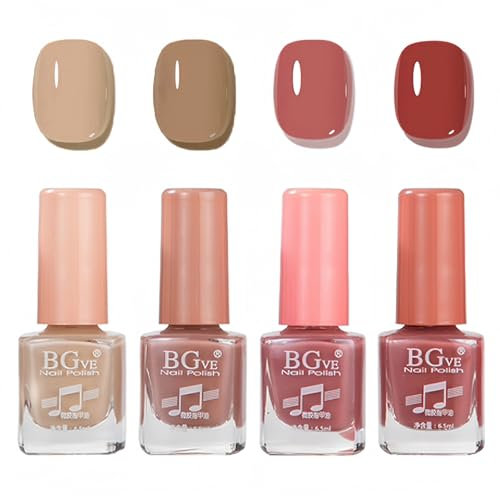 Nude Jelly Pink Nail Polish Set - 4 Colors Quick Dry & Long Lasting Varnish for Women - No Cure Needed DIY Nail Art Gift Set for Home Use