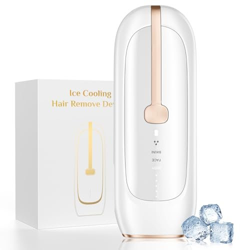 Epilatore Luce Pulsata con Raffreddamento a Ghiaccio,5°C Zaffiro Depilazione Indolore, Efficace e Permanente, adatta per pelli sensibili, IPL Epilatore Laser per Donna e Uomo, bikini e viso(Bianca)