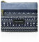 AfitLulu Kleines Portemonnaie Damen Canvas Geldbeutel, Bohème-Stil Geldbörse 2 Lagen Reißverschlusstaschen Mini Münzbörsen für Münzen, Bargeld und Karten (Blau)