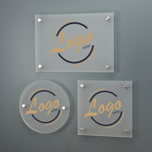 Custom Signs for Business,Personalised Acrylic Plaque House Number Sign Printed Logo Acrylic Name Plate for Indoor Outdoor Company Name Plaque Doors Sign (Frosted,30cmx30cm)