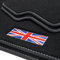teileplus24 B509 Exclusive Union Jack Logo Fußmatten kompatibel mit Mini Cooper C F65 S F66 2024- Ziernähte, Naht:Silber